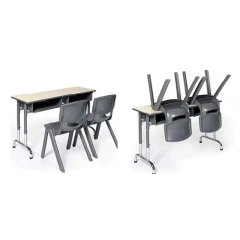 Adjustable School Classroom Double Student Desk Chair