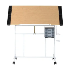 Top Adjustable Movable Drafting Table with Drawers and Wheel