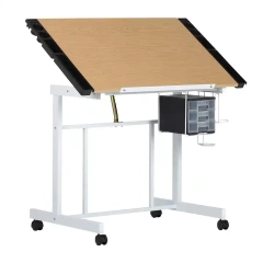Top Adjustable Movable Drafting Table with Drawers and Wheel