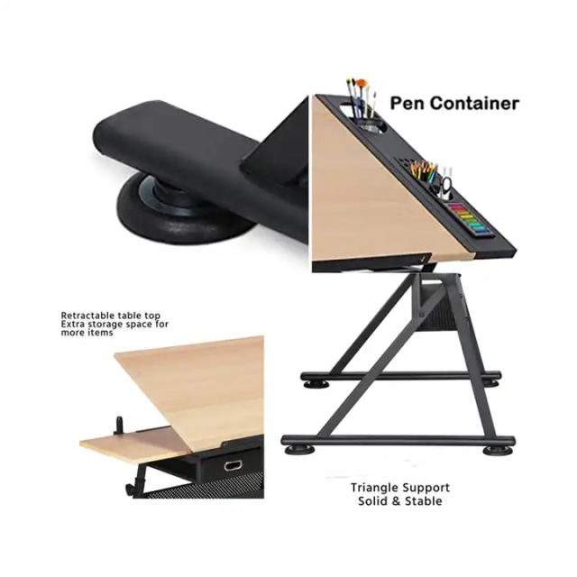 Adjustable Wooden Student Drafting Drawing Table