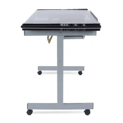 Mobile Adjustable Glass Drafting Table with 2 Drawers