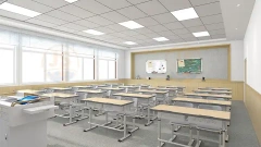 Double adjustable high school classroom desk and chairs