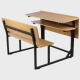 classroom wooden double desk and chair