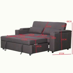 Mini Double Sofa Bed with Cup Holder and Storage on Armrest