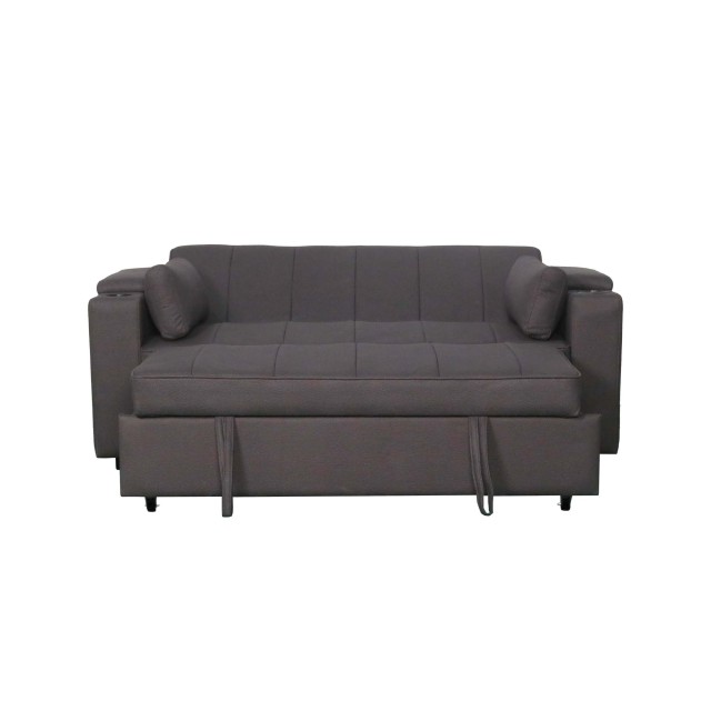 Mini Double Sofa Bed with Cup Holder and Storage on Armrest