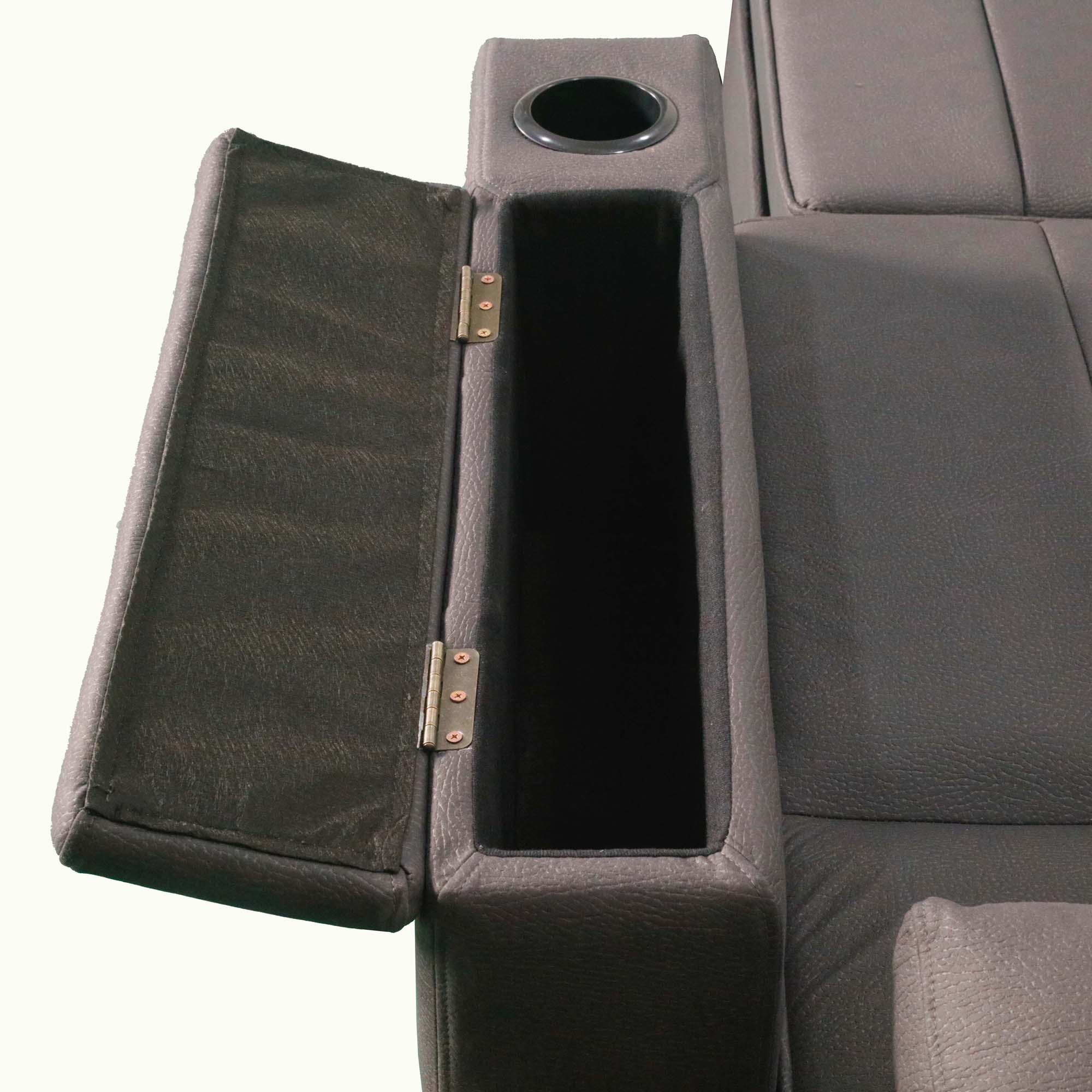 Mini Double Sofa Bed with Cup Holder and Storage on Armrest