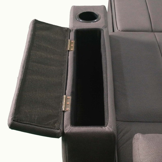 Mini Double Sofa Bed with Cup Holder and Storage on Armrest
