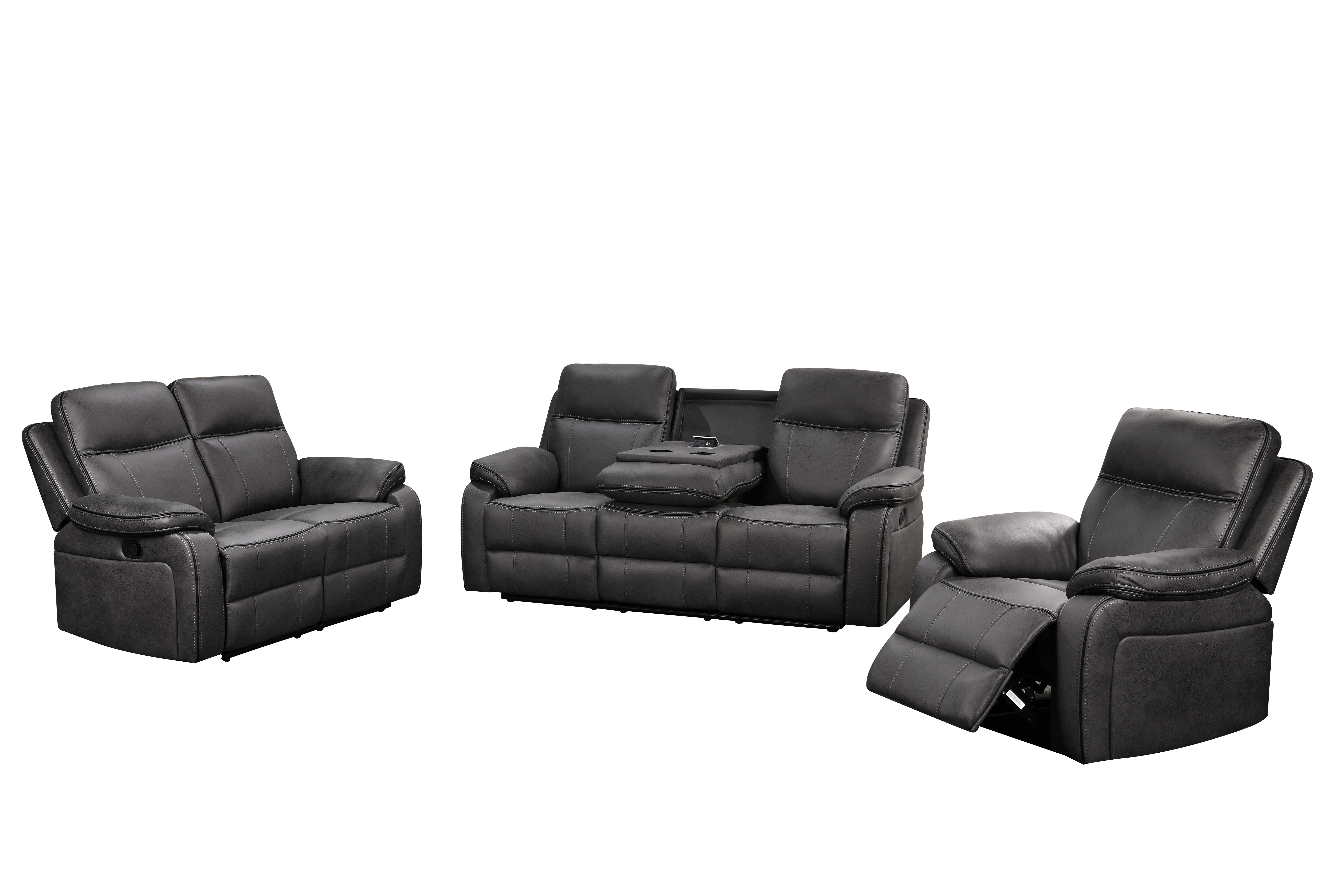 Adjustable Three Seater Manual Recliner Chair with Foot rest
