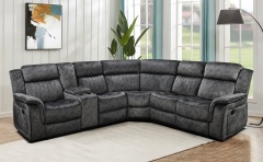 5 Seaters Sectional Sofa 2 Manual Recliner, Storage and Cup Holders
