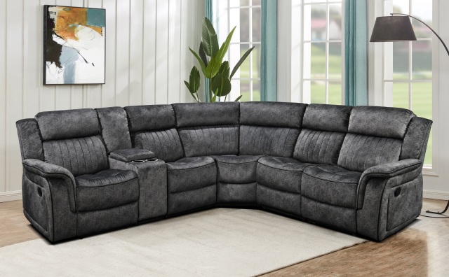 5 Seaters Sectional Sofa 2 Manual Recliner, Storage and Cup Holders