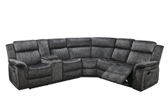 5 Seaters Sectional Sofa 2 Manual Recliner, Storage and Cup Holders