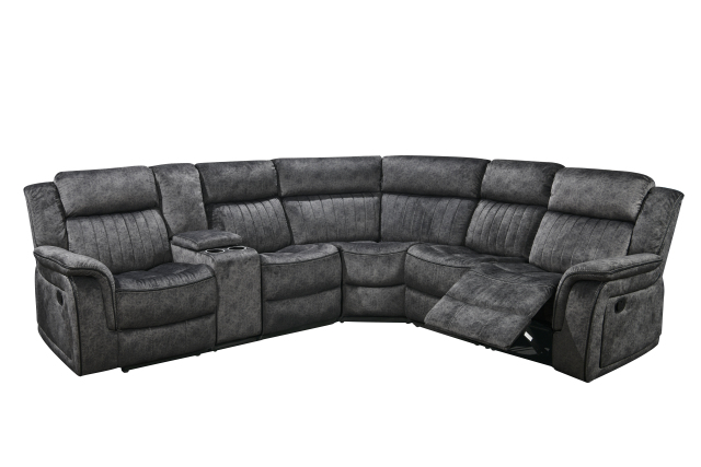 5 Seaters Sectional Sofa 2 Manual Recliner, Storage and Cup Holders