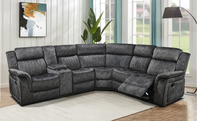 5 Seaters Sectional Sofa 2 Manual Recliner, Storage and Cup Holders