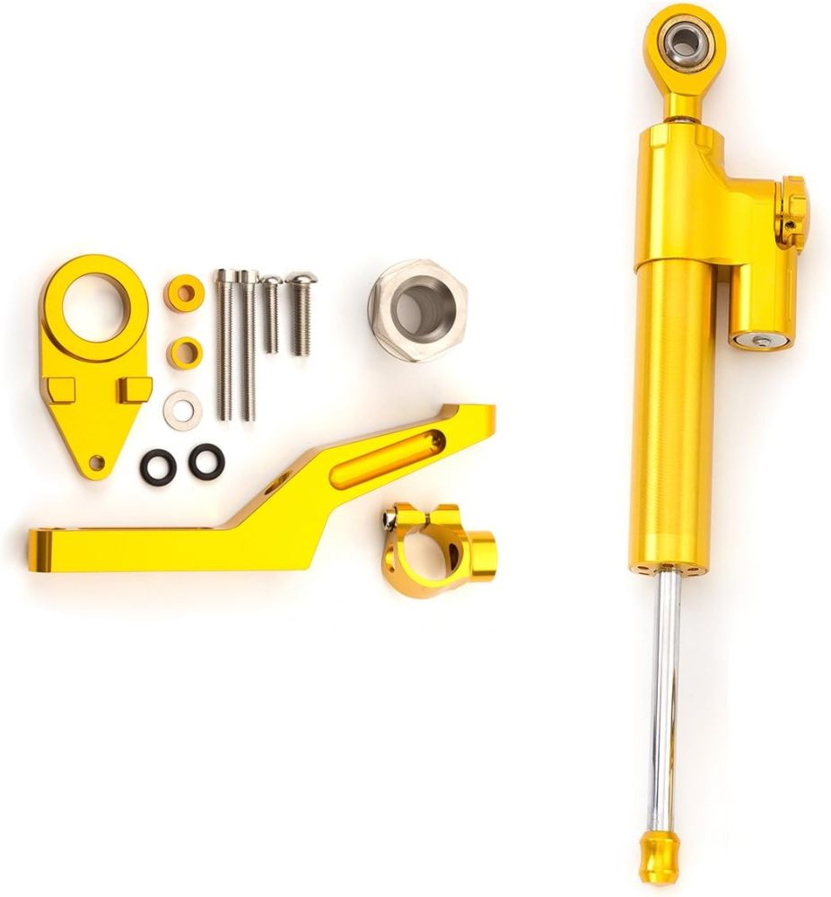FXCNC Steering Damper With Mounting Bracket Kit Full Set--For Ninja 600 ZX636 ZX6R ZX-6R 2009-2020 Motorcycle CNC Stabilizer Buffer Control Bar