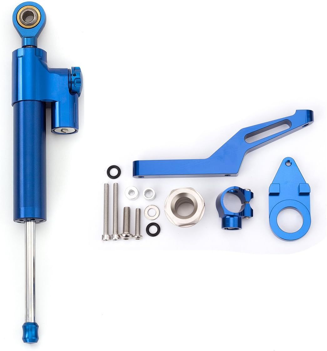 FXCNC Steering Damper With Mounting Bracket Kit Full Set--For Ninja 600 ZX636 ZX6R ZX-6R 2009-2020 Motorcycle CNC Stabilizer Buffer Control Bar