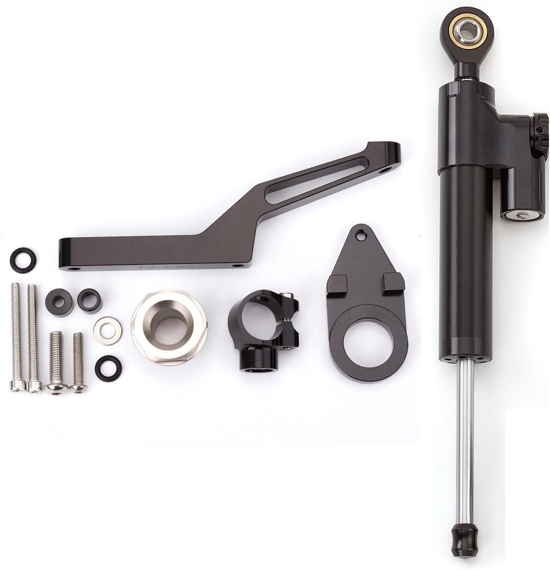 FXCNC Steering Damper With Mounting Bracket Kit Full Set--For Ninja 600 ZX636 ZX6R ZX-6R 2009-2020 Motorcycle CNC Stabilizer Buffer Control Bar