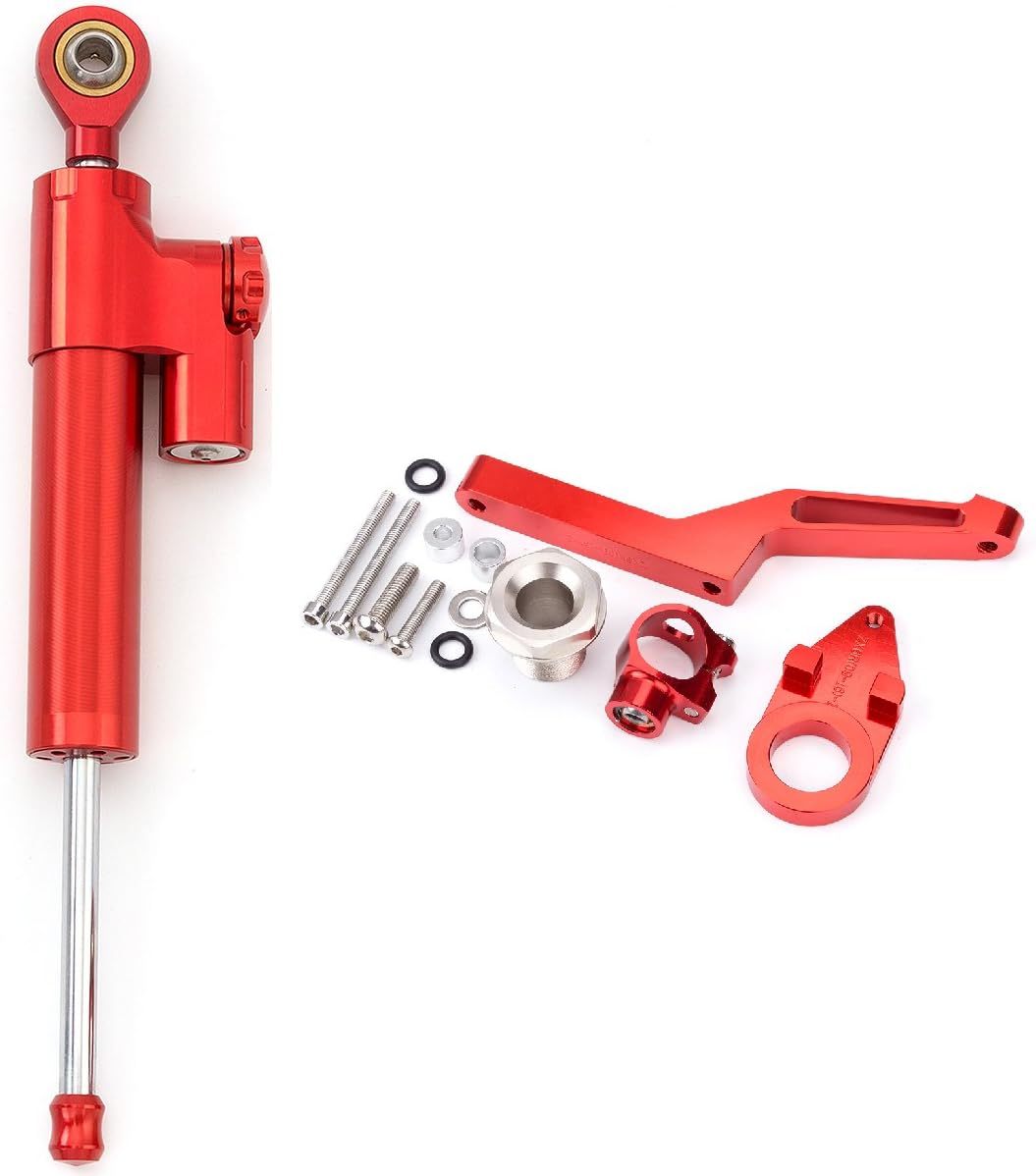 FXCNC Steering Damper With Mounting Bracket Kit Full Set--For Ninja 600 ZX636 ZX6R ZX-6R 2009-2020 Motorcycle CNC Stabilizer Buffer Control Bar
