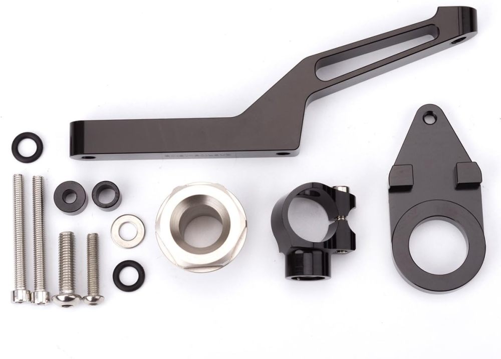 FXCNC Steering Damper With Mounting Bracket Kit Full Set--For Ninja 600 ZX636 ZX6R ZX-6R 2009-2020 Motorcycle CNC Stabilizer Buffer Control Bar