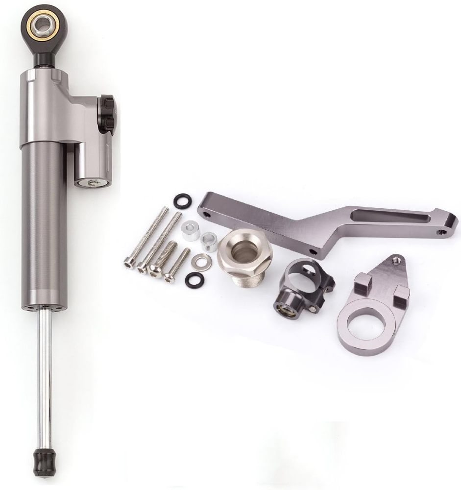 FXCNC Steering Damper With Mounting Bracket Kit Full Set--For Ninja 600 ZX636 ZX6R ZX-6R 2009-2020 Motorcycle CNC Stabilizer Buffer Control Bar