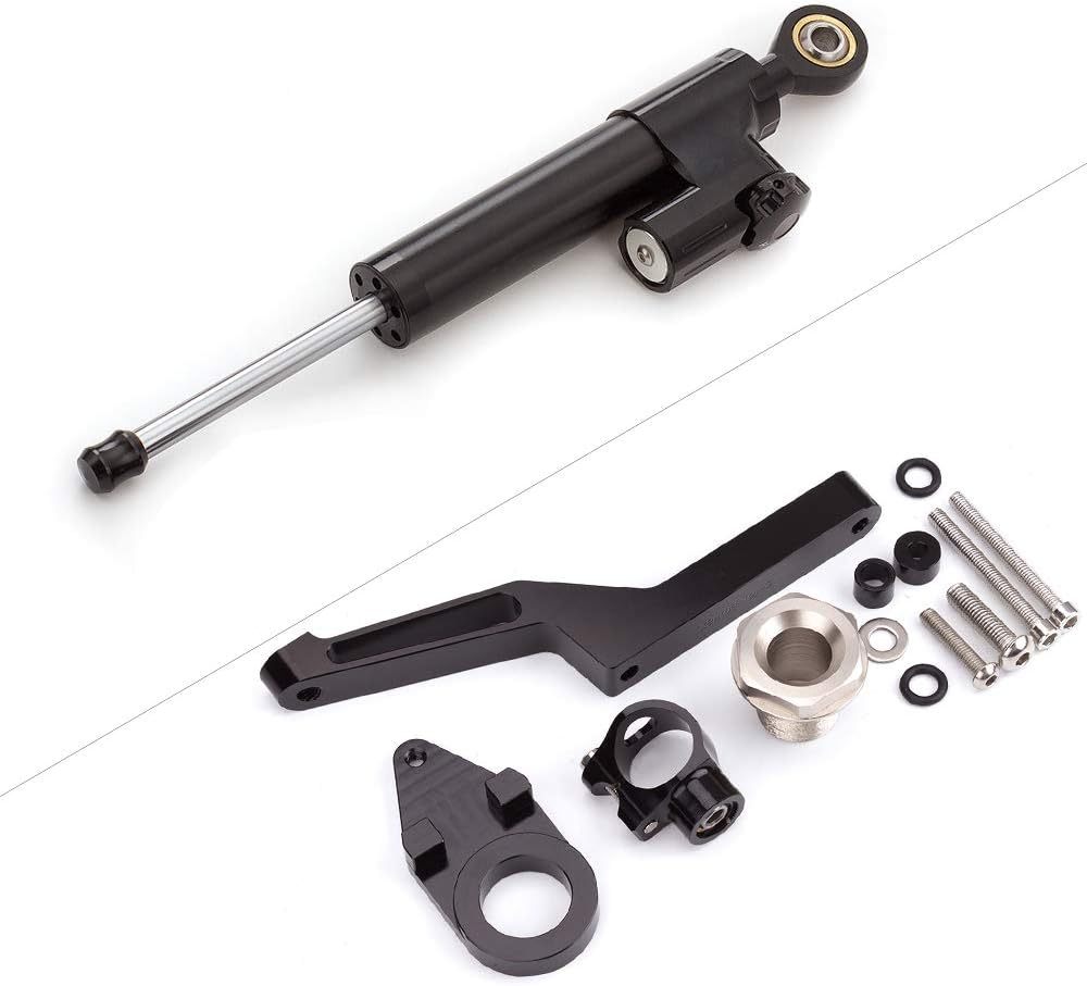 FXCNC Steering Damper With Mounting Bracket Kit Full Set--For Ninja 600 ZX636 ZX6R ZX-6R 2009-2020 Motorcycle CNC Stabilizer Buffer Control Bar