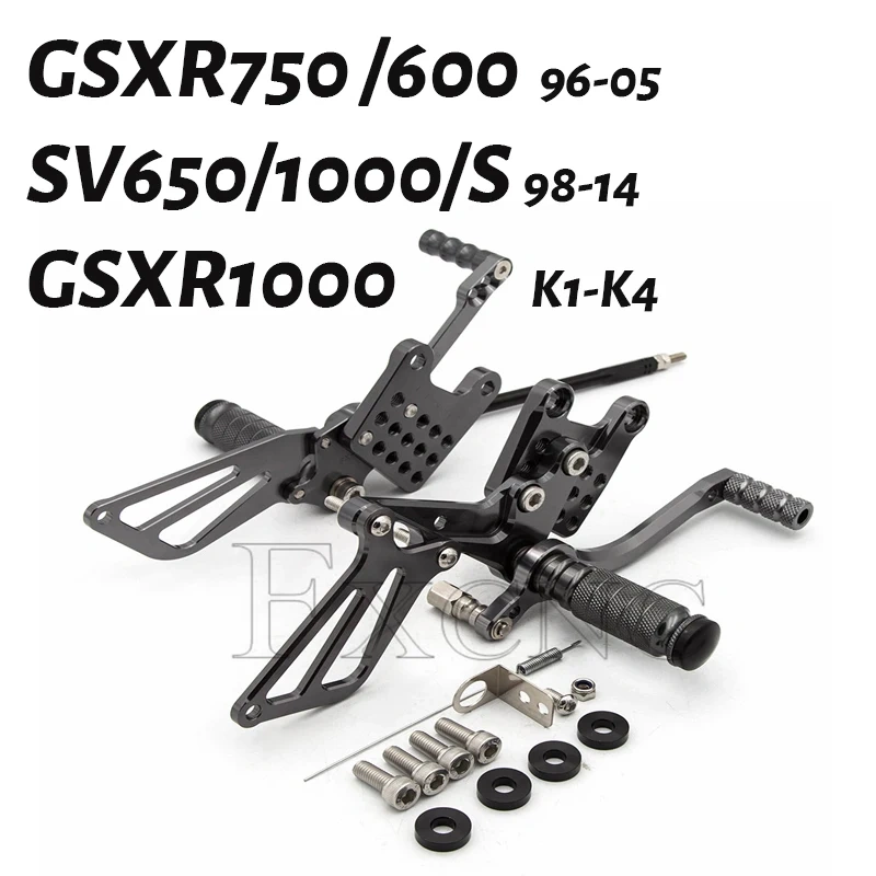 For Suzuki GSXR600 GSXR750 GSX-R 600 750 1996-2005 / GSXR1000 2000-2004 / SV650 SV1000 1998-2014 CNC Rearset Footpeg Foot Peg