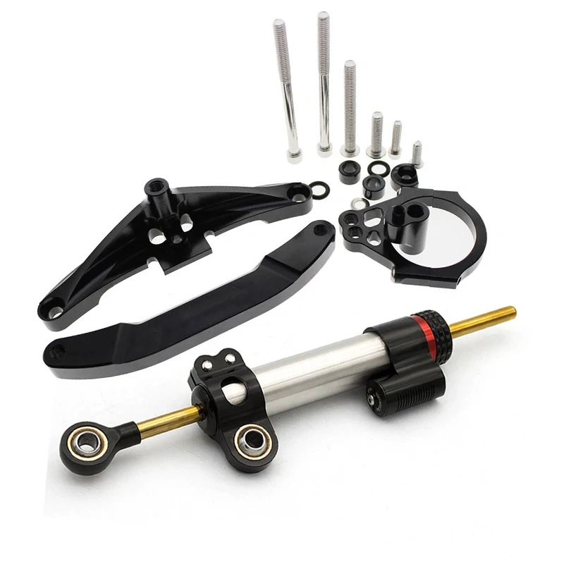 For Yamaha FZ1 FZ1N FAZER 2006-2015 2007 2008 Fiber Carbon Steering Damper Stabilizer Linear Mounting Support Bracket Kit