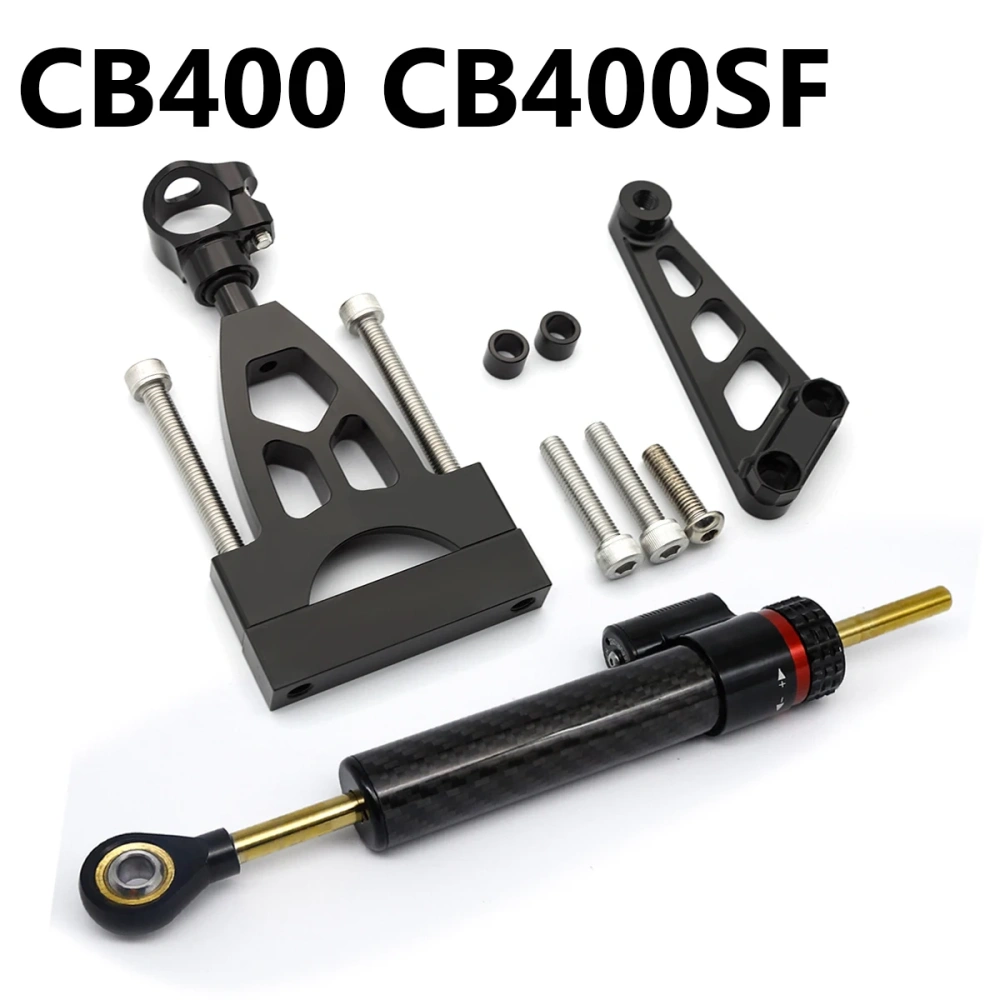 Fiber Carbon Steering Damper Stabilizer Motorcycle For CB400 VTEC CB400SF CB 400 1999-2015 Dampers Mount Bracket Support Kit