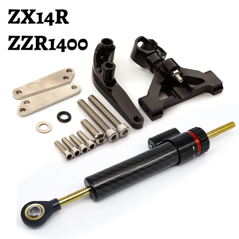 Fiber Carbon Steering Damper Stabilizer Motorcycle For Kawasaki ZX14R ZZR1400 ZX-14R 2006-2020 Dampers Mount Bracket Support Kit