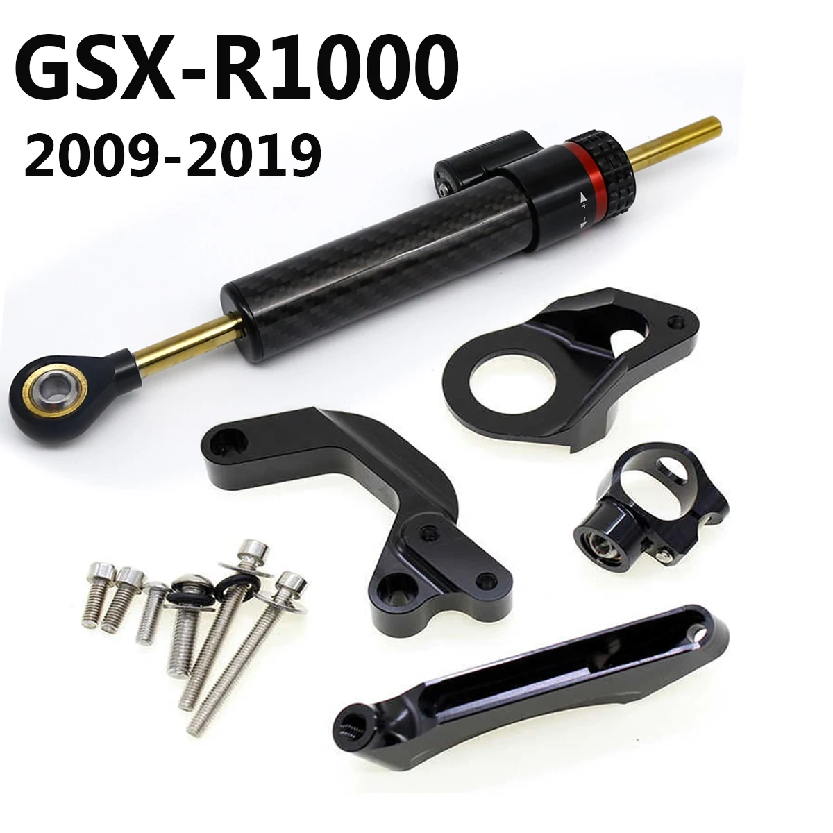 For Suzuki GSXR1000 GSXR GSX-R 1000 K9 2009-2019 Fiber Carbon Motorcycle Steering Damper Stabilizer Bracket Mounting Kit