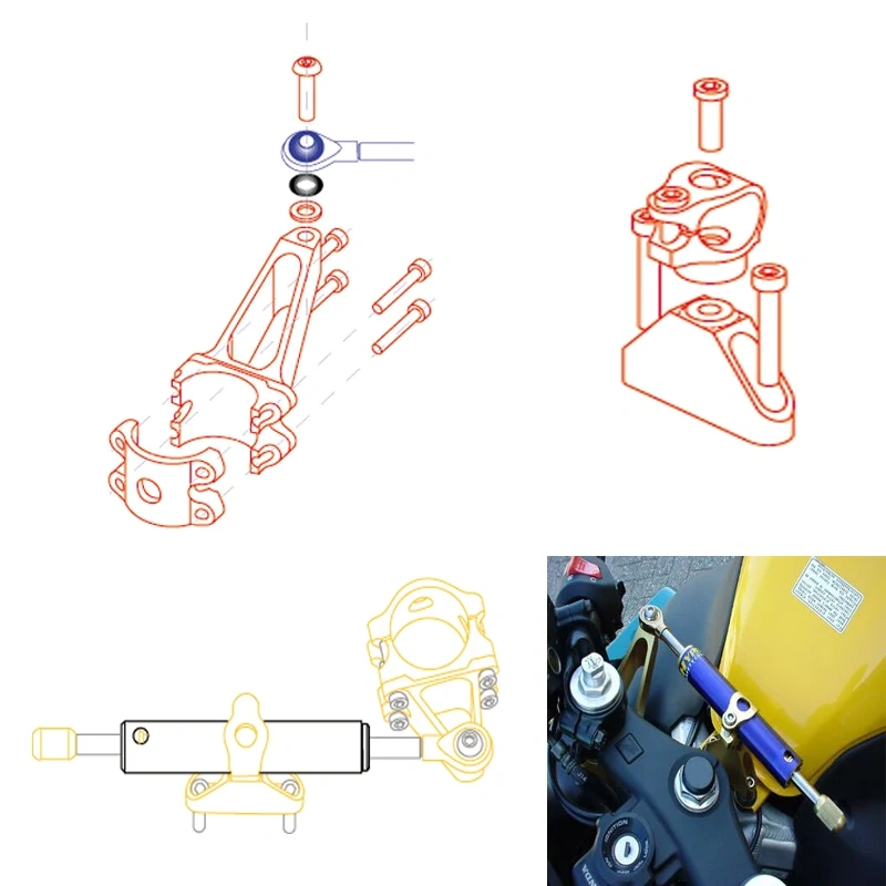 For HONDA CBR600 F4i CBR 600 1999 2000 2001 2002-2007 Steering Damper Stabilizer Motorcycle Dampers Mount Bracket Support Kit