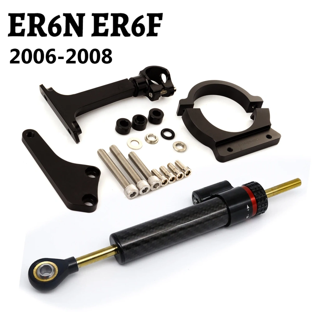 Fiber Carbon Steering Damper Stabilizer Bracket Mounting Kit For Kawasaki Ninja 650R 650 R ER6N ER6F ER-6N ER-6F 2006 2007 2008