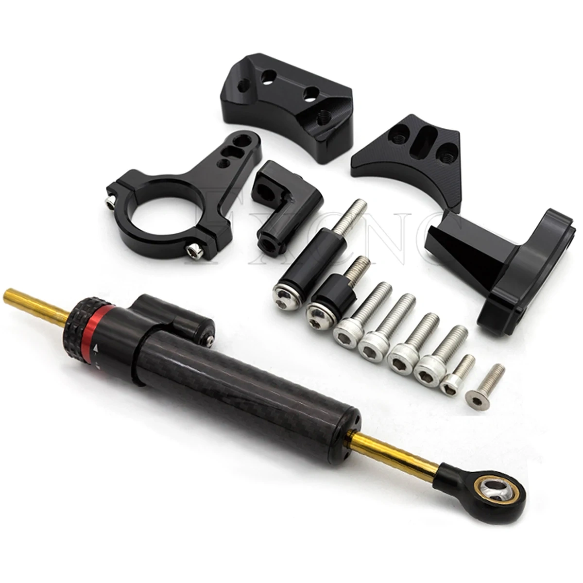 Fiber Carbon Steering Damper Stabilizer Motorcycle For Kawasaki Ninja 400 2018-2022 2019 2021 Dampers Mount Bracket Support Kit