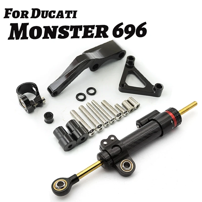 For DUCATI Monster 696 Fiber Carbon Steering Damper Stabilizer Motorcycle Dampers Mounting Bracket Support Kit Accessories