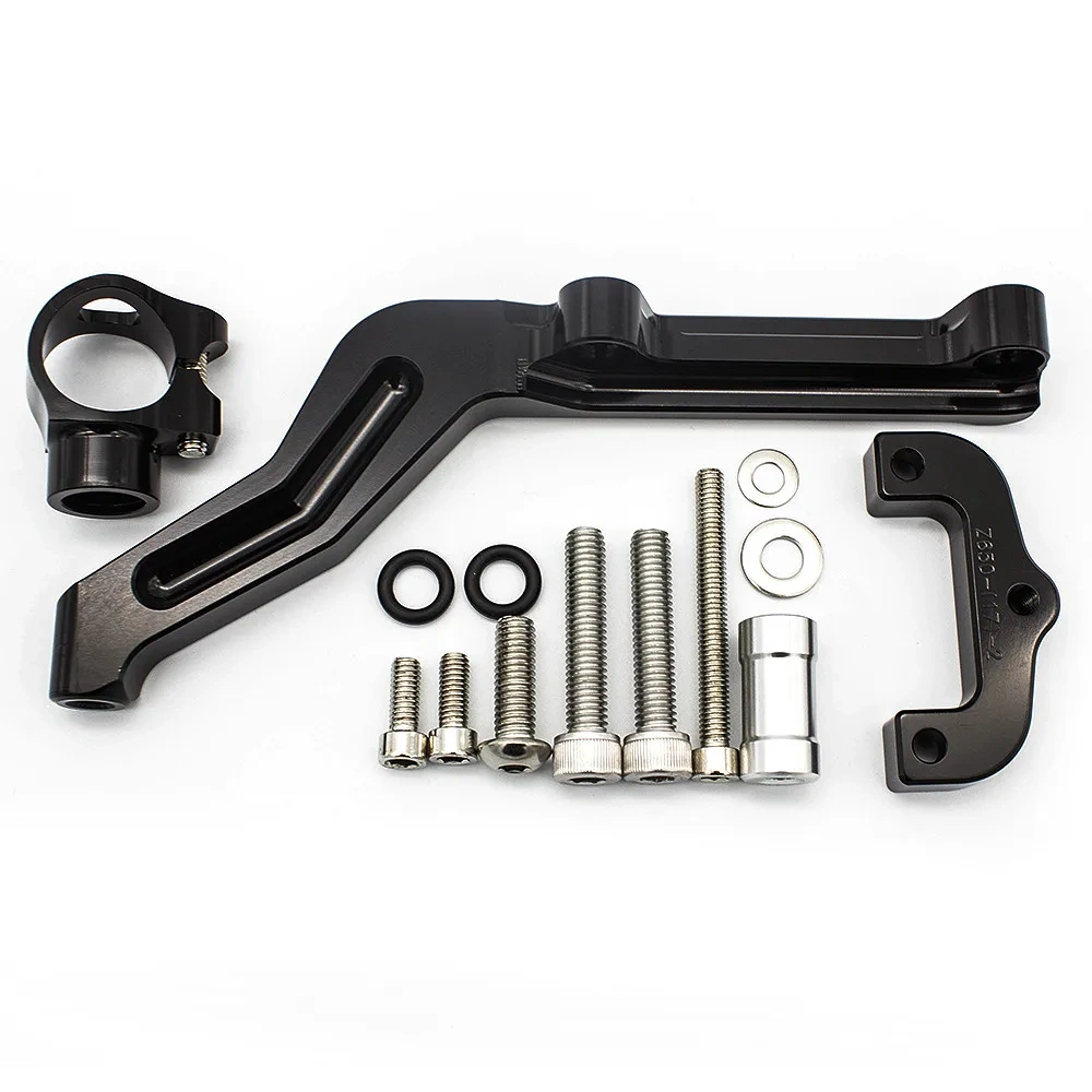 For Kawasaki Z650 Z 650 2017 2018 2019 2020 2021 2022 2023 CNC Carbon Steering Damper Stabilizer Bracket Support Mounting Kit