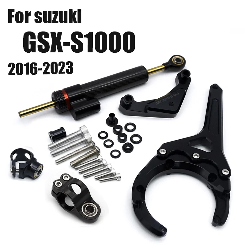 For Suzuki GSXS GSX-S 1000 GSXS1000 GSX-S1000F 2016-2023 Fiber Carbon Steering Damper Stabilizer Bracket Support Mounting Kit