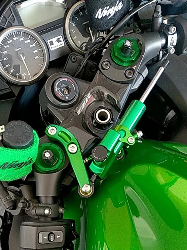 Fiber Carbon Steering Damper Stabilizer Motorcycle For Kawasaki ZX14R ZZR1400 ZX-14R 2006-2020 Dampers Mount Bracket Support Kit