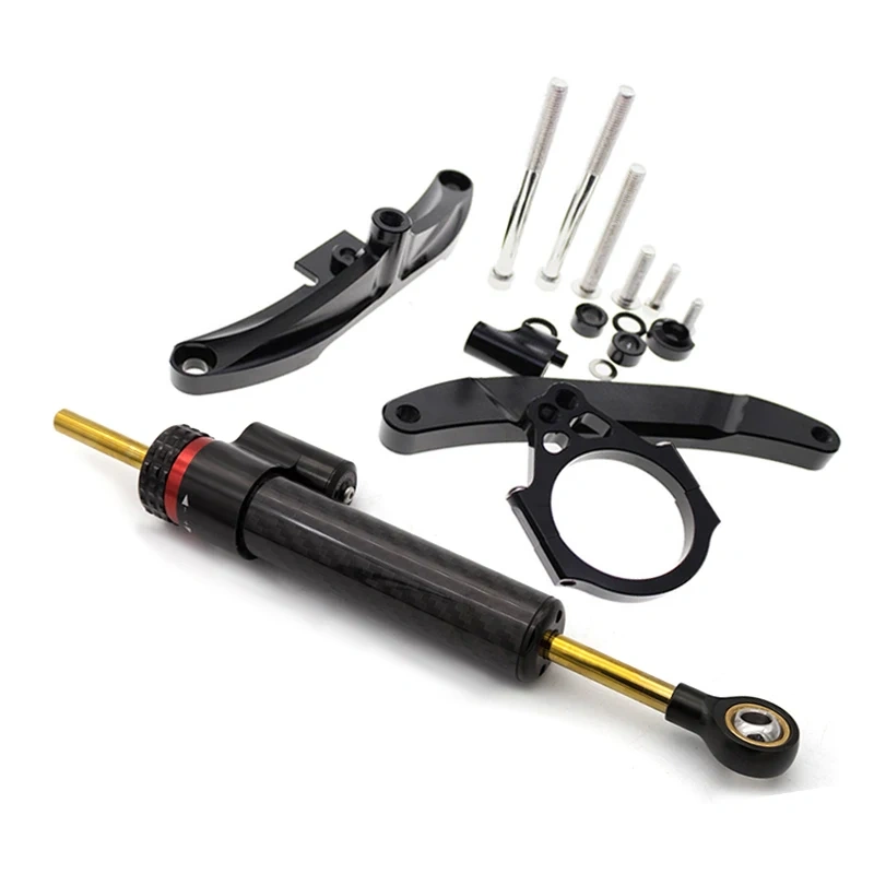 For Yamaha FZ1 FZ1N FAZER 2006-2015 2007 2008 Fiber Carbon Steering Damper Stabilizer Linear Mounting Support Bracket Kit
