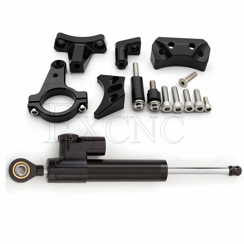 Fiber Carbon Steering Damper Stabilizer Motorcycle For Kawasaki Ninja 400 2018-2022 2019 2021 Dampers Mount Bracket Support Kit
