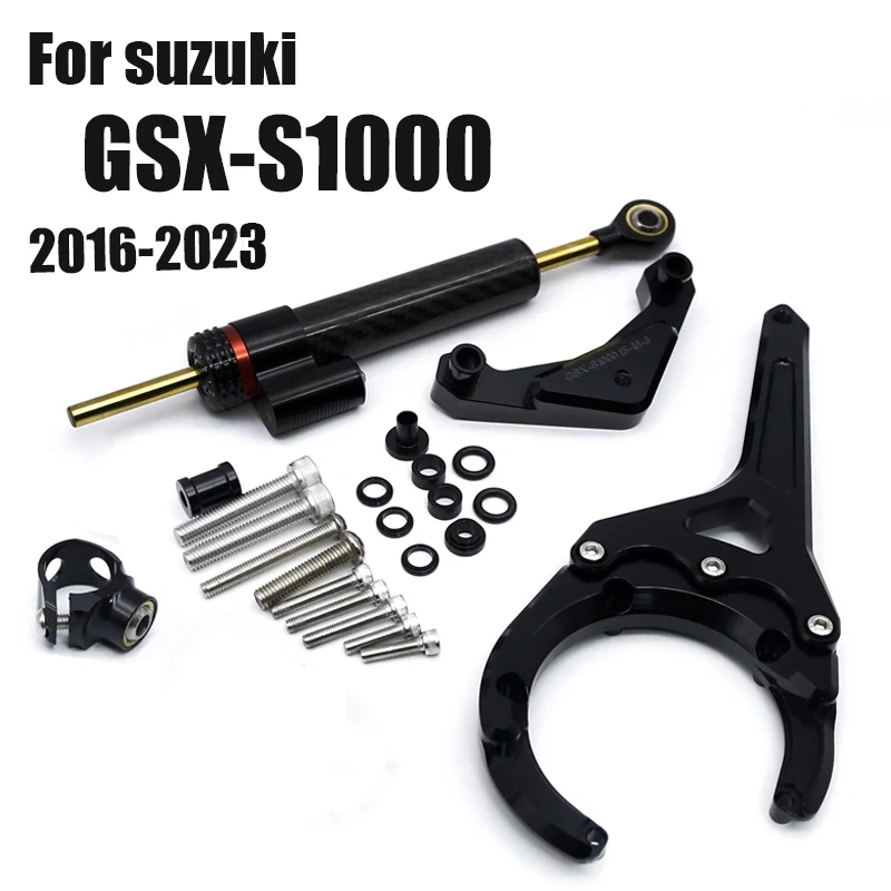 2023 2022 For Suzuki GSXS GSX-S 1000 GSXS1000 GSX-S1000F 2016-2021Carbon Steering Damper Stabilizer Bracket Support Mounting Kit