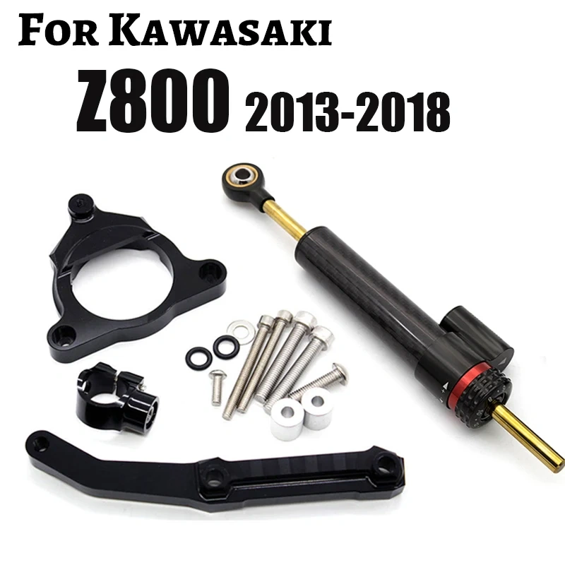 For Kawasaki Z800 2013-2018 Aluminum Adjustable Motorcycle Carbon Steering Stabilizer Safely Control Damper Bracket Mounting Kit