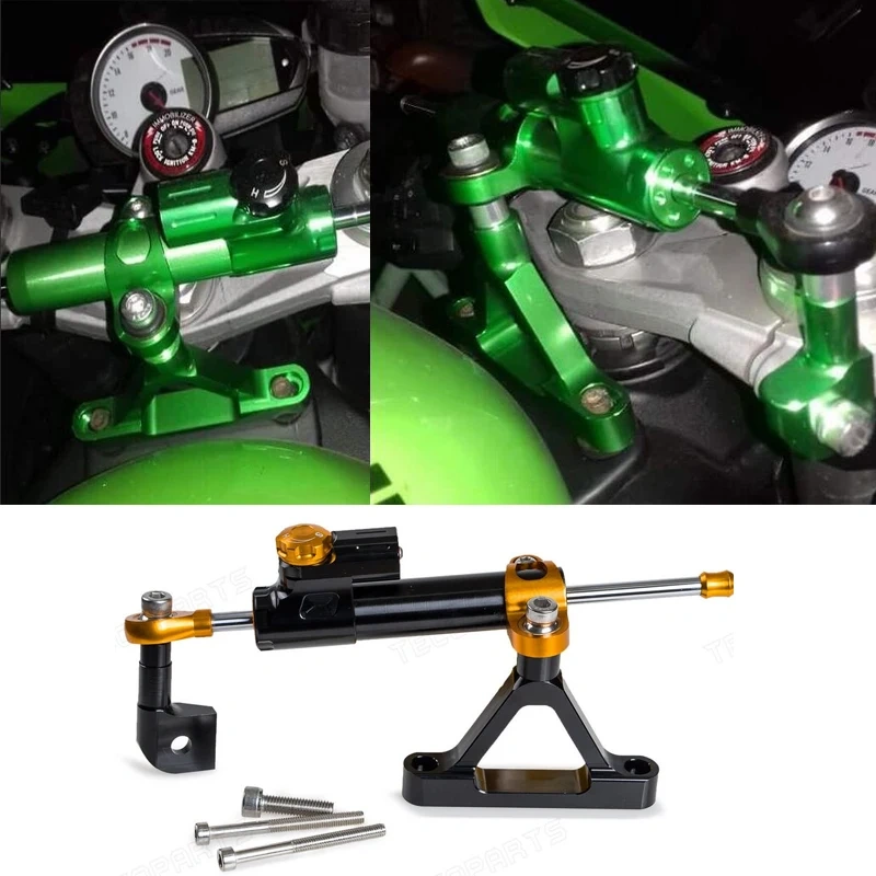 Fit For Kawasaki NINJA ZX6R ZX-6R 2007 2008 Damper Steering Stabilizer Linear Reversed Safety Control Bracket Mount Support