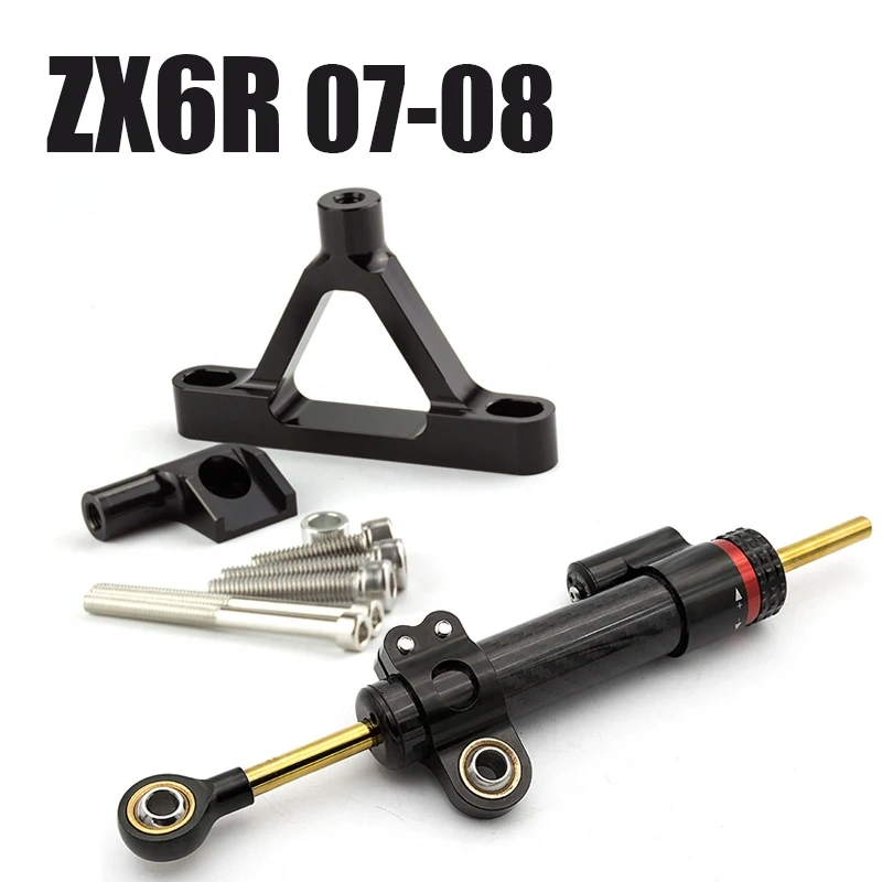 Fit For Kawasaki NINJA ZX6R ZX-6R 2007 2008 Damper Steering Stabilizer Linear Reversed Safety Control Bracket Mount Support