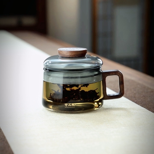 QD0001 Glass Tea Cup 全度玻璃泡茶杯（带底托）