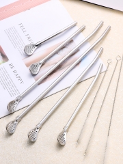 ZYF304 Stainless Steel Filter Straw, Stirrer & Spoon Dual Use 不锈钢过滤网吸管搅拌勺子两用 [附送刷子】