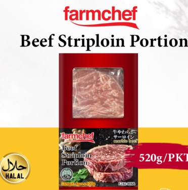 FZ62-006A FARMCHEF Beef Striploin Portion (V/P 4'S X 130GM) HALAL