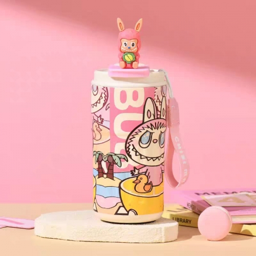 LBB001 LABUBU 316 Stainless Steel Insulated Cup 拉布布316不锈钢保温杯 450ML (Pink/Blue)