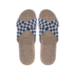 KAC849 KARDLI Flaxen Slipper (Men) 简约交叉亚麻拖鞋8003 (Black/White) 43-44