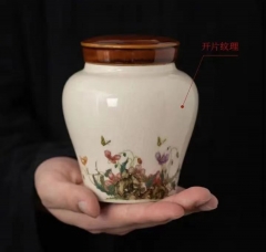 TEAC03 Ceramic Tea Container 陶瓷虞美人蝶恋花冰裂茶叶罐