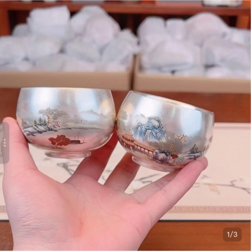 TEACUP10 Meditation Master Cup 世外桃源鎏银禅定主人杯