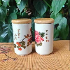 TEAC04 Double Tea Container 花开富贵＋柿柿如意茶叶罐